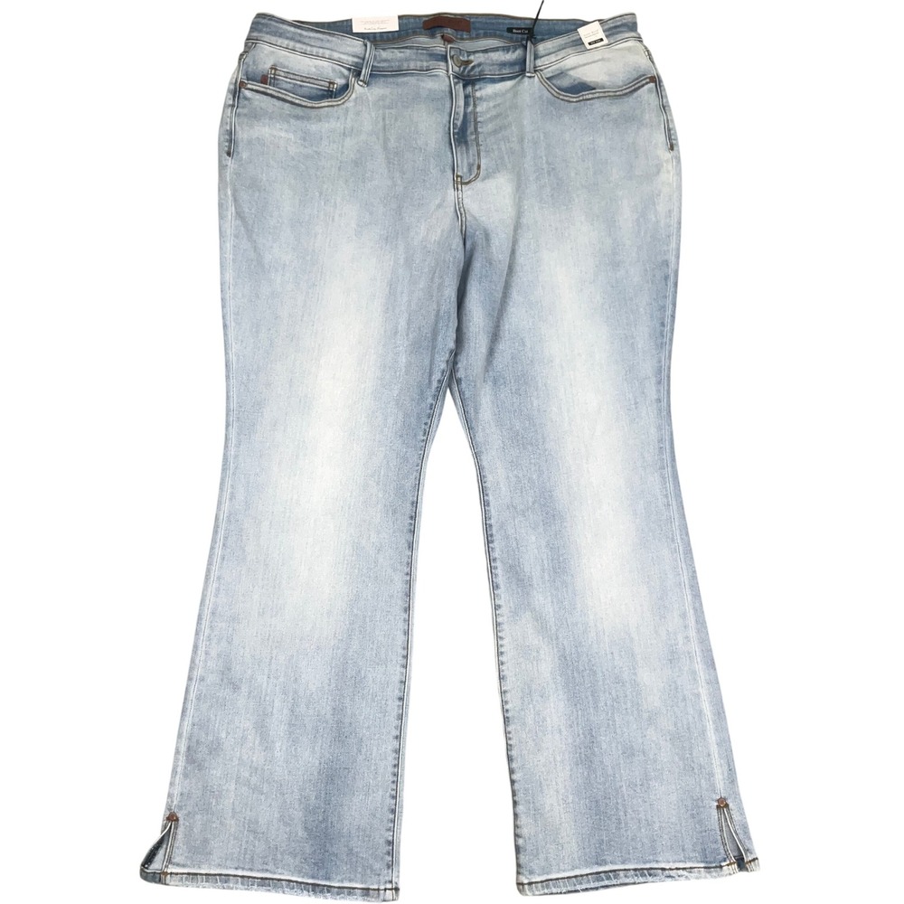 Judy Blue Jeans Women 24W Light Blue Bootcut JB82552LTPL Mid Rise Slit Hem NWF